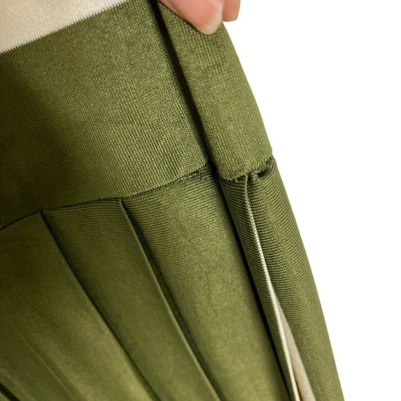 Vintage 60s Eddie Nober Green Short Sleeve Stripe Drop Waist Pleated Dress Small - Picture 8 of 9